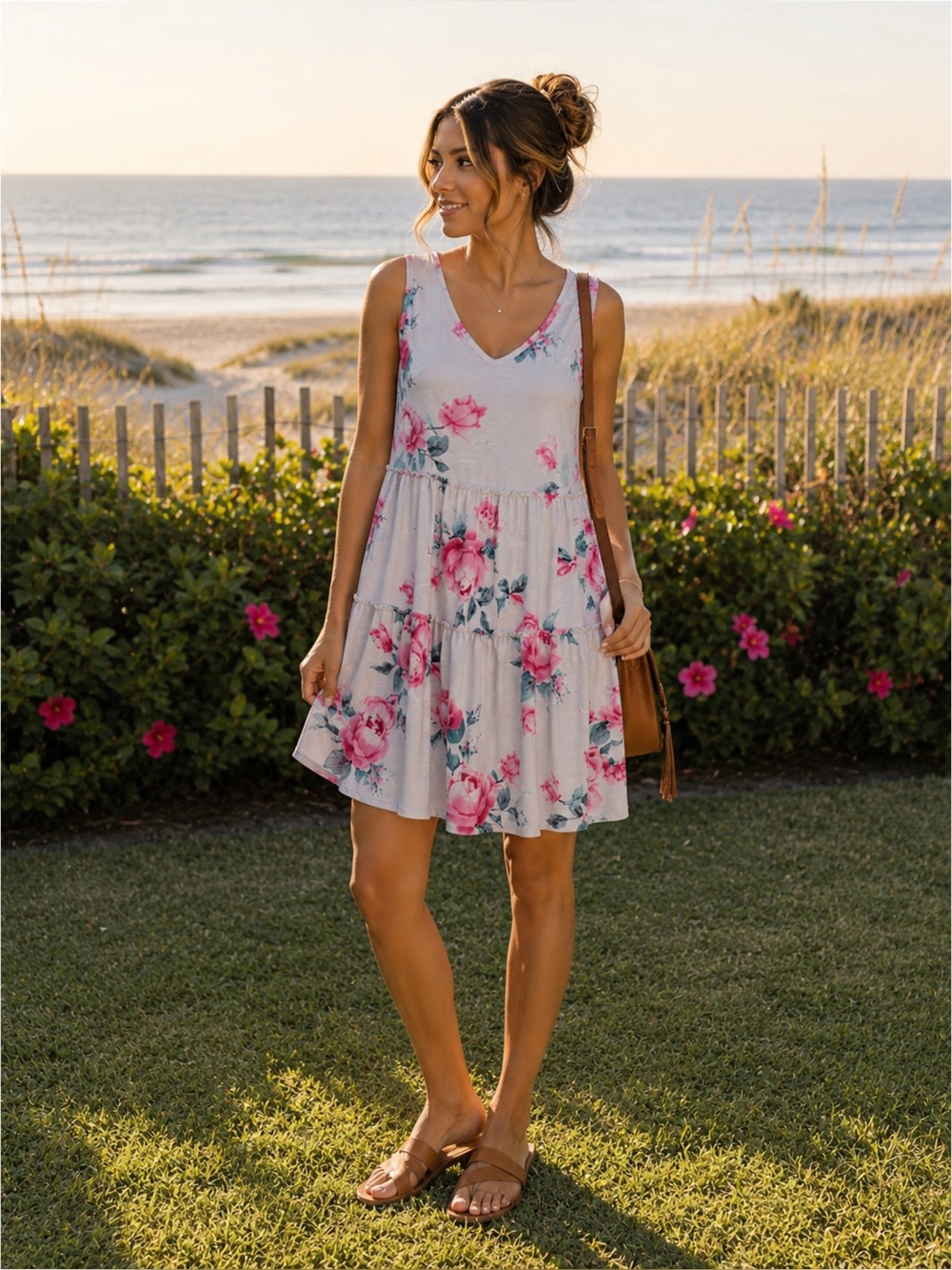 Heimish USA Floral Tiered Sleeveless Dress Plus Size 2XL